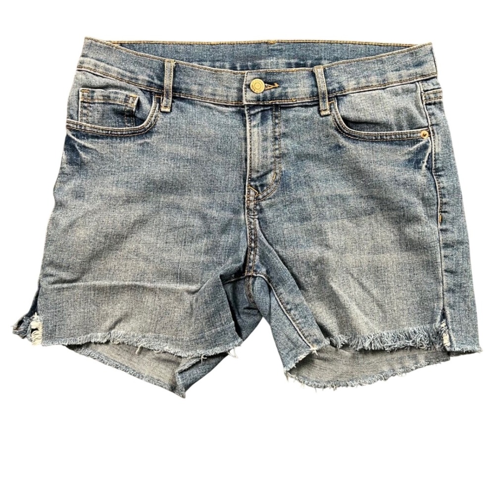 Old Navy Women's Denim Shorts Size 4 Blue Mid Rise Stretch Raw Hem Casual Summer
